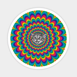 Psychedelic Smiley Cat Magnet